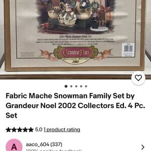 Grandeur Noel Fabric Mache Snowman Family Set - 2002 Collectors Edition